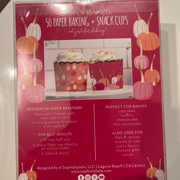 Baking & Snack Cups - 50 Paper‎ Cups for Cupcakes or Snacks  -New - Picture 10 of 10